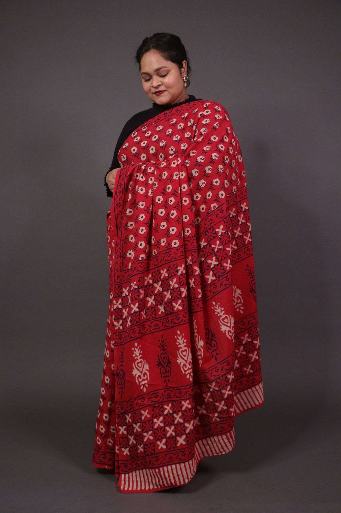 Casual gaamthi print cotton mul mul wrap in 1 minute saree - Isadora Life Online Shopping Store