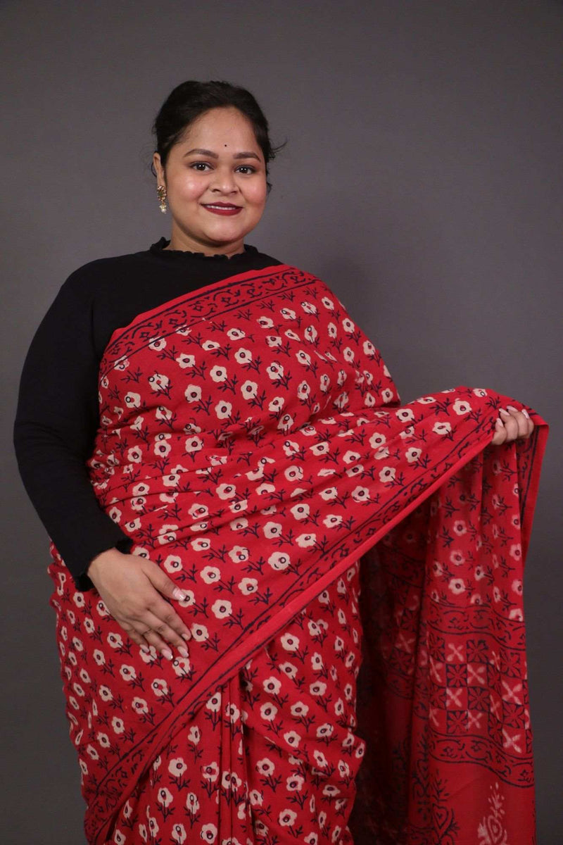 Casual gaamthi print cotton mul mul wrap in 1 minute saree - Isadora Life Online Shopping Store