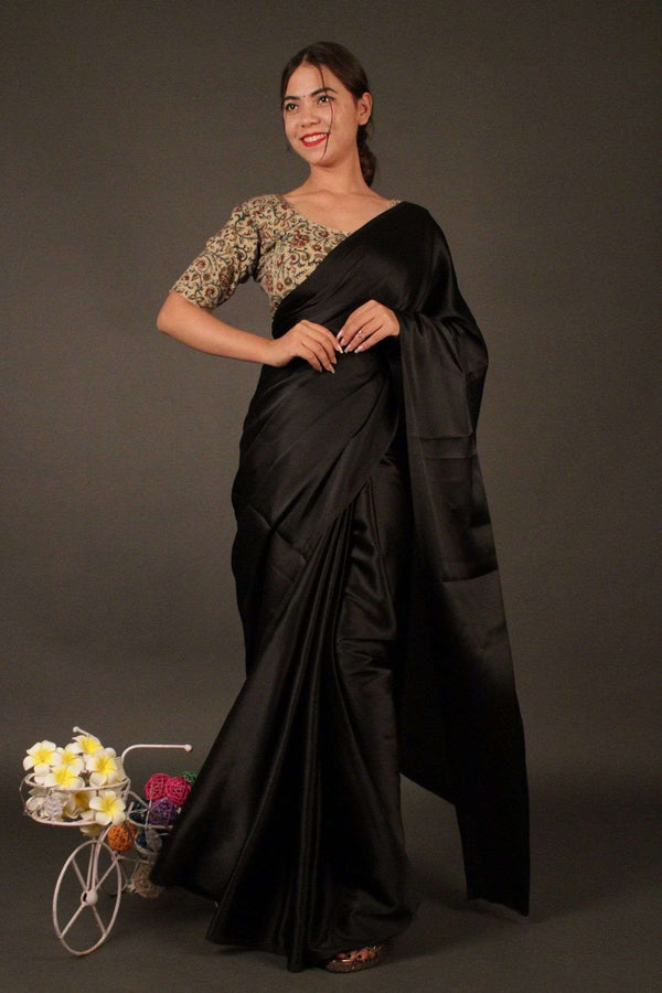 Black satin wrap in 1 minute saree - Isadora Life Online Shopping Store