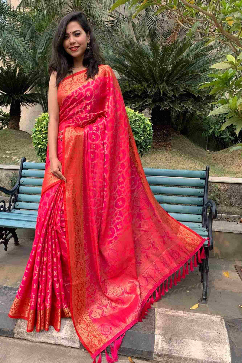 Exquisite soft jacquard woven wrap in 1 minute saree with tassels in pallu - Isadora Life Online Shopping Store