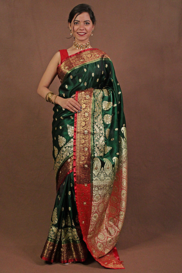 Festive Banarasi satin silk with embroidery and sequin all over and ornate pallu - Isadora Life Online Shopping Store