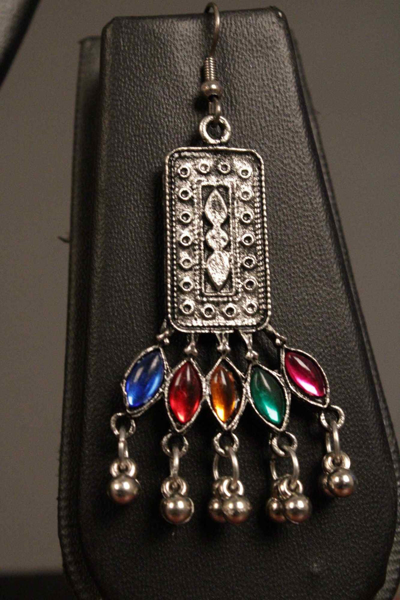 Toned & Red Oxidised Stone Studded Tasselled Tribal Jewellery Set - Isadora Life Online Shopping Store
