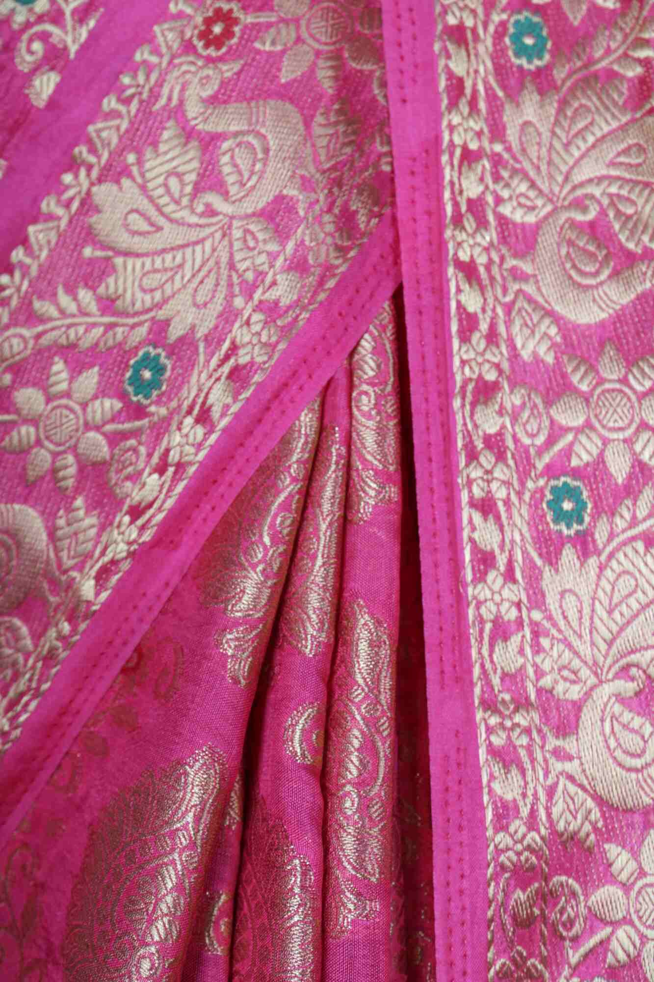 Woven Border Art Silk Saree in Coral Pink : SJRA4352