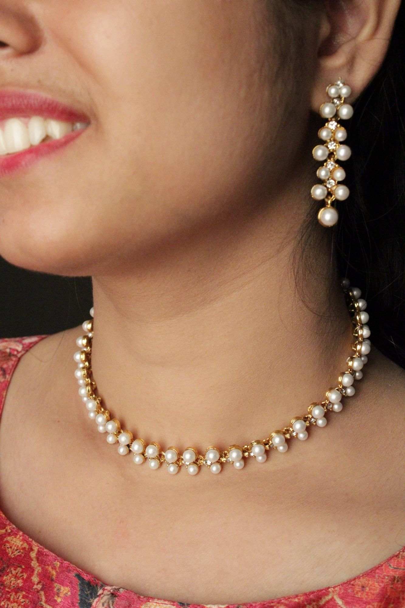 Grace Personified - Gold-Toned & White Contemporary Pearls Studded Jewellery Set - Isadora Life Online Shopping Store