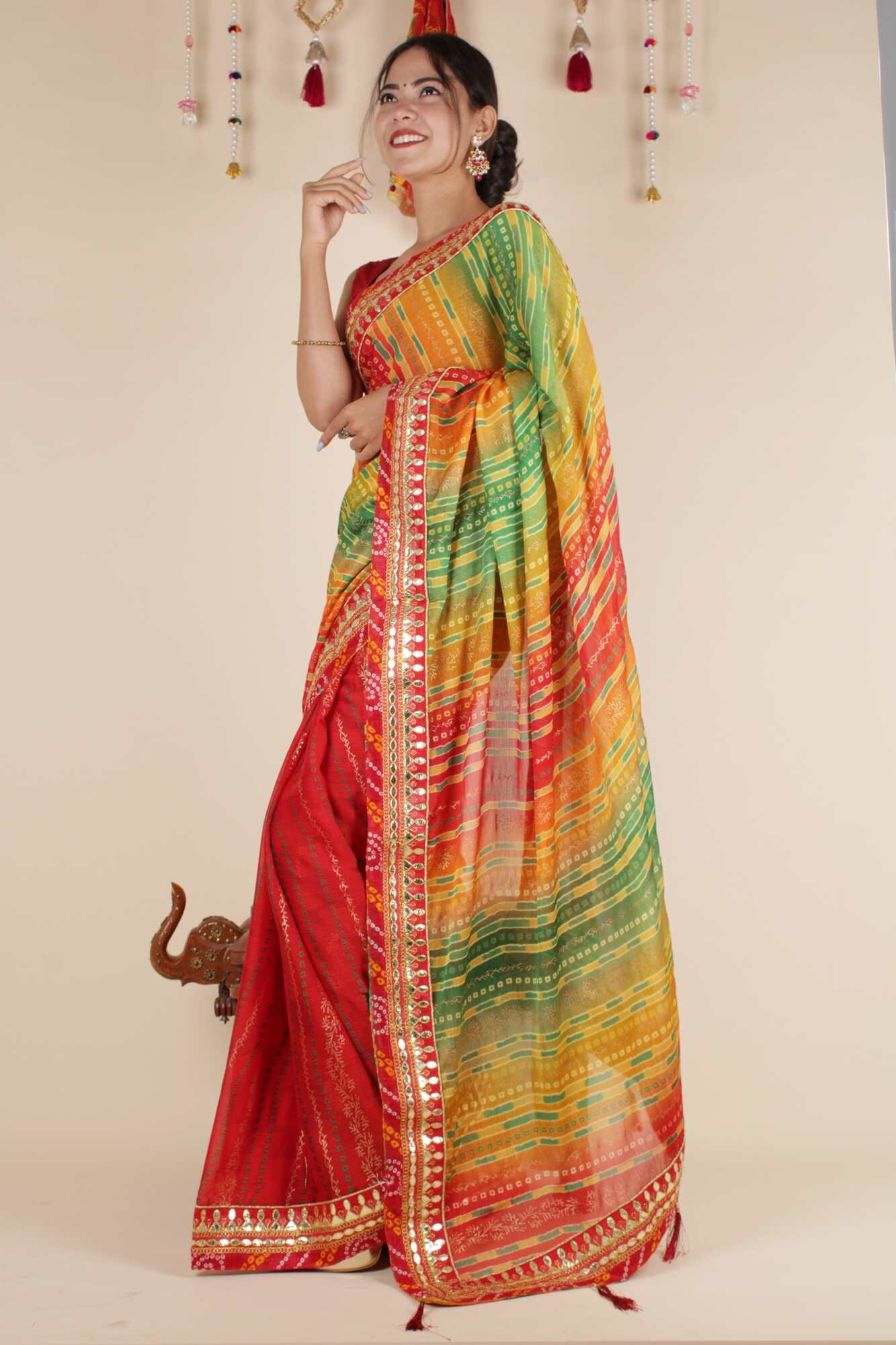 Prepossessing Bandhani With Gota Patti Border Wrap In One Minute Saree With Readymade Blouse - Isadora Life Online Shopping Store