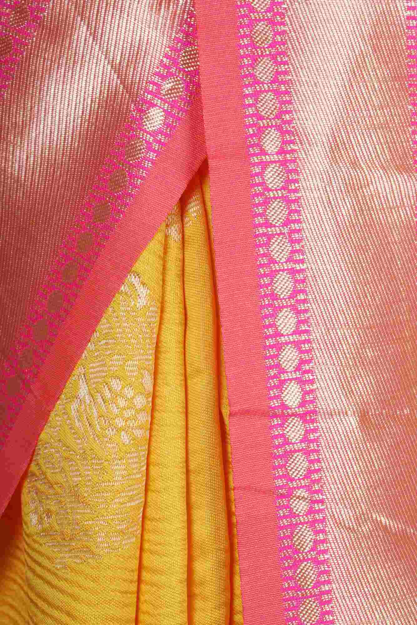 Ready-to-wear Orange & Pink Banarasi One Minute Saree with Stitched Blouse - Isadora Life Online Shopping Store