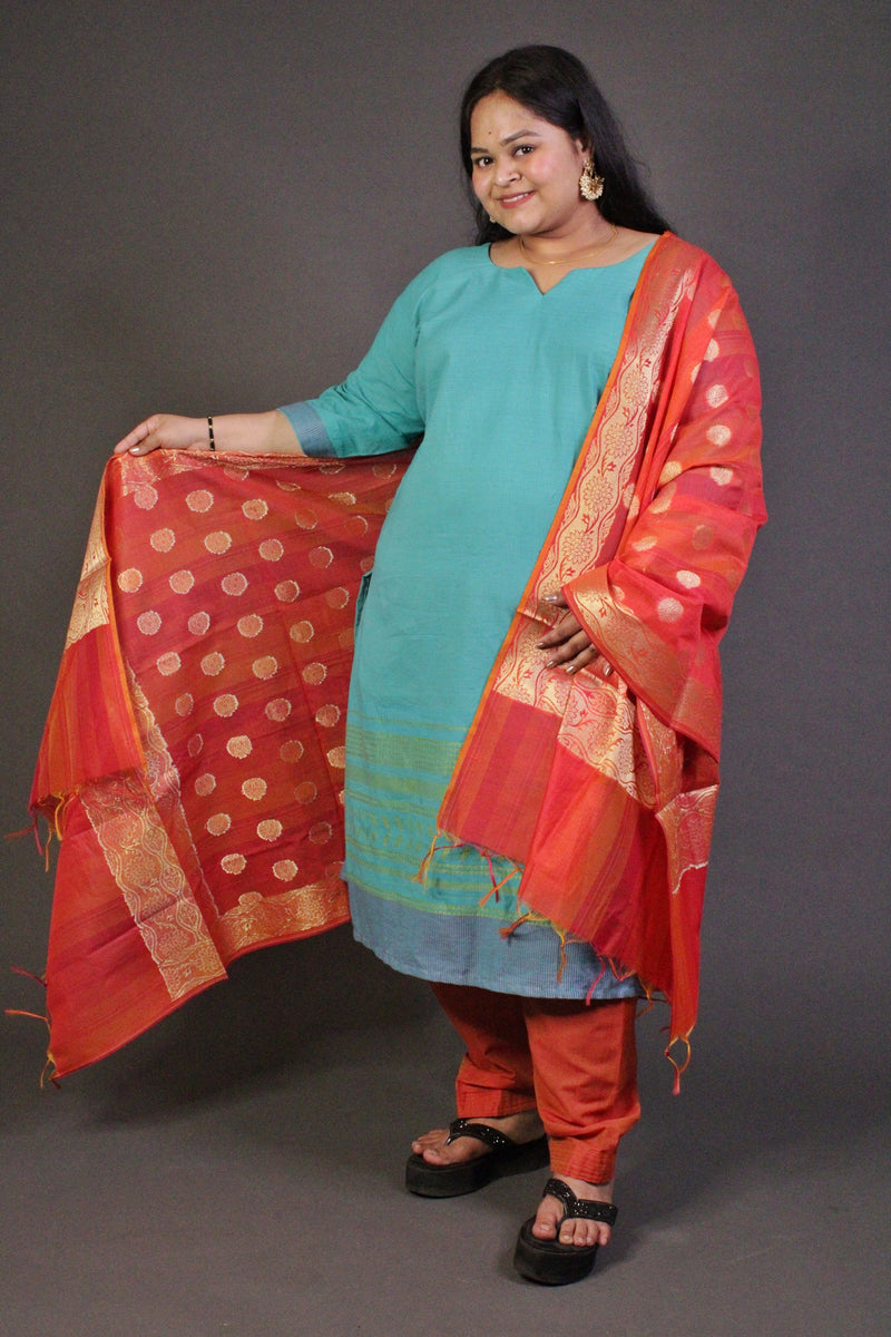 Light Blue Cotton Ready to wear Salwar Kameez with Designer Dupatta - Isadora Life Online Shopping Store