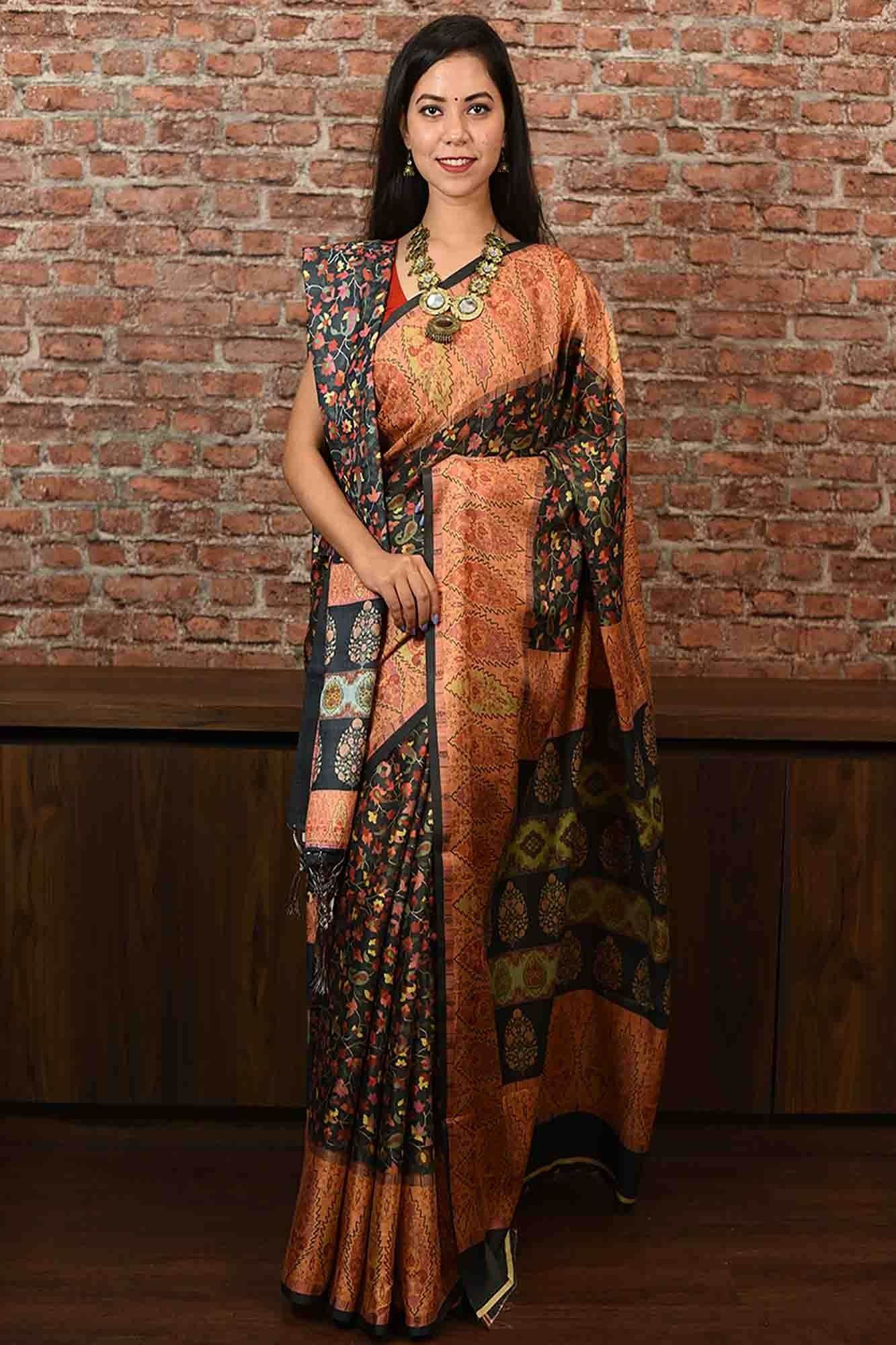 Printed pashmina wrap in 1 minute saree with shawl - Isadora Life Online Shopping Store